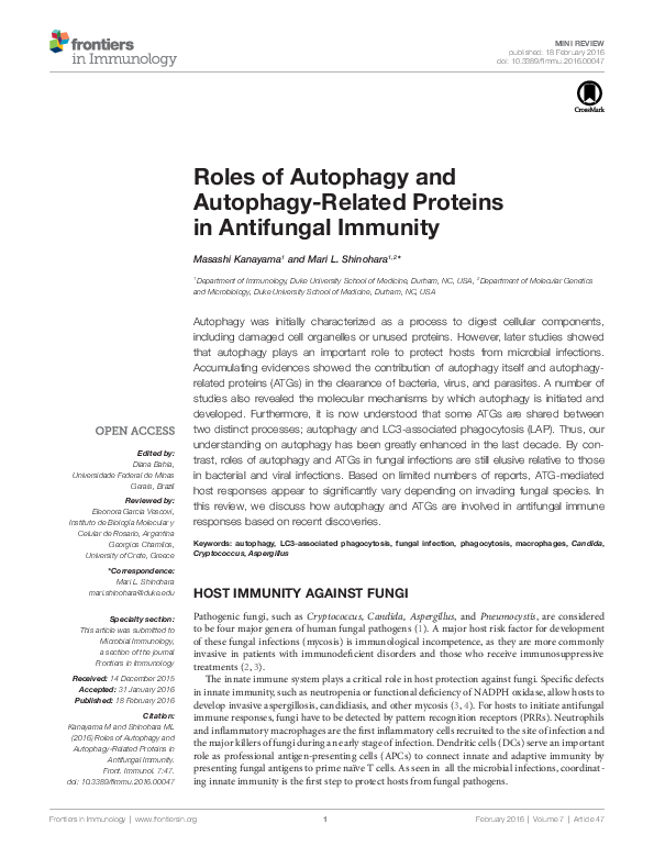 (PDF) Roles of Autophagy and Autophagy-Related Proteins in Antifungal ...
