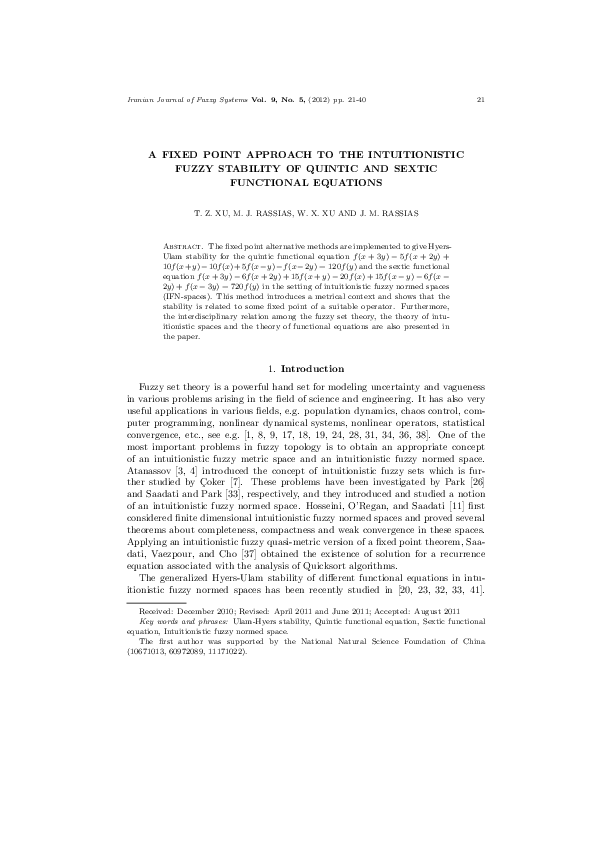 (PDF) A Fixed Point Approach to the Intuitionistic Fuzzy Stability of ...