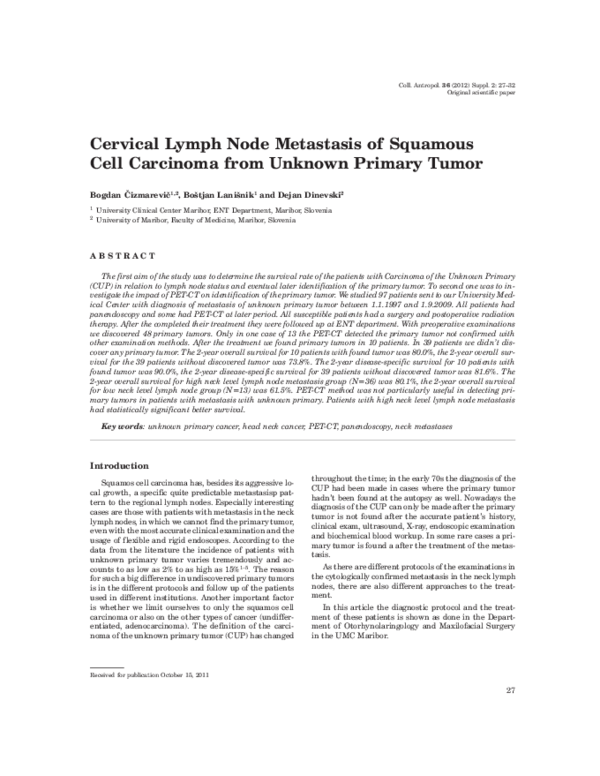 (PDF) Cervical lymph node metastasis of squamous cell carcinoma from ...
