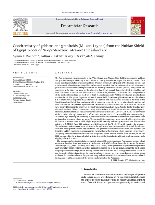(PDF) Geochemistry of gabbros and granitoids (M- and I-types) from the ...