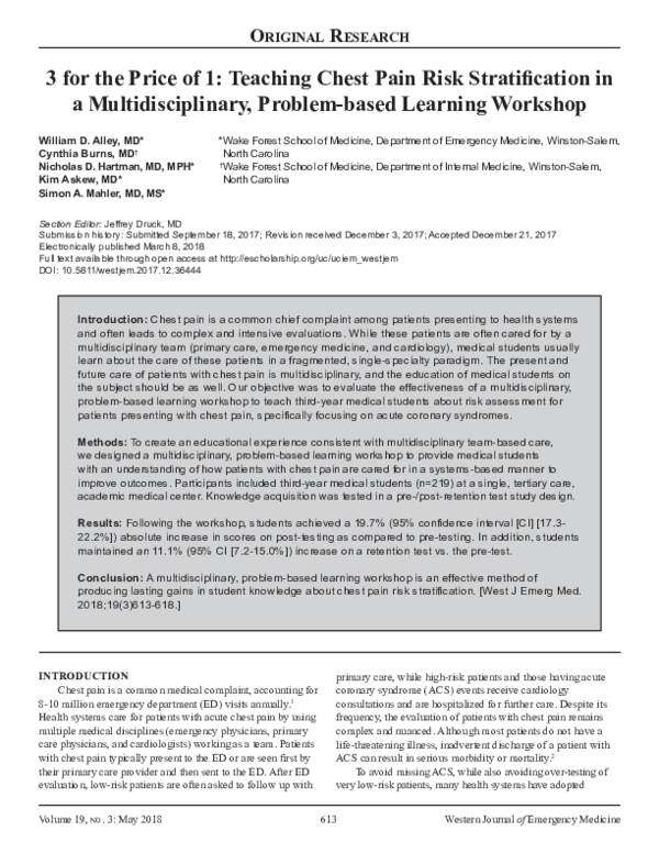 (PDF) 3 for the Price of 1: Teaching Chest Pain Risk Stratification in ...