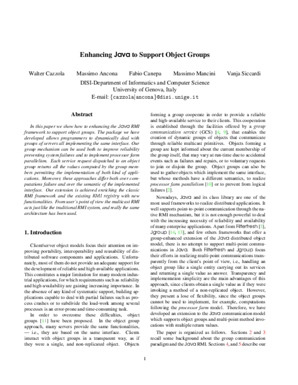 (PDF) Enhancing Java to support object groups