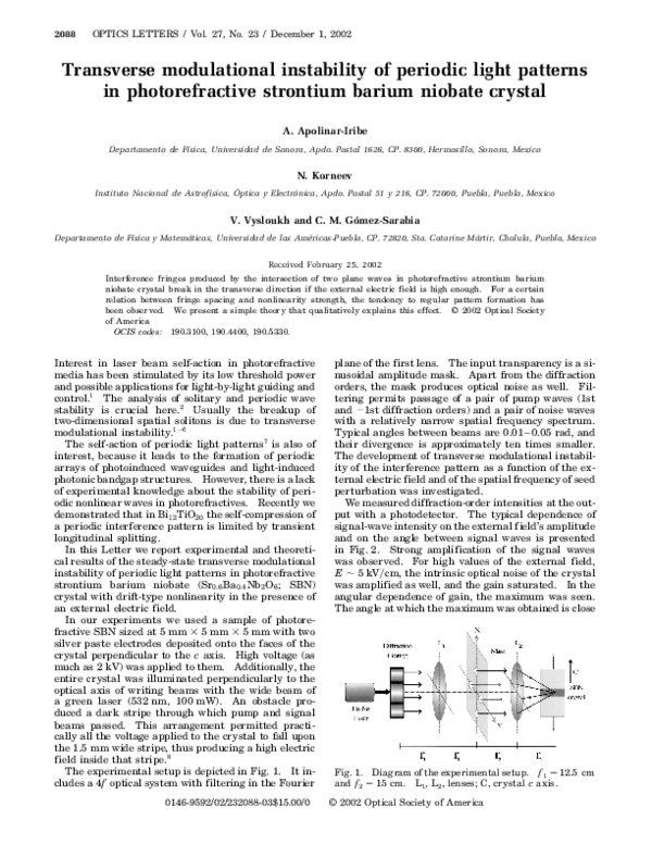 (PDF) Transverse modulational instability of periodic light patterns in ...
