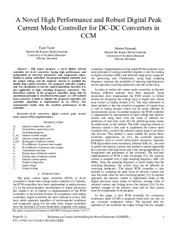 (PDF) A novel high performance and robust digital peak current mode ...