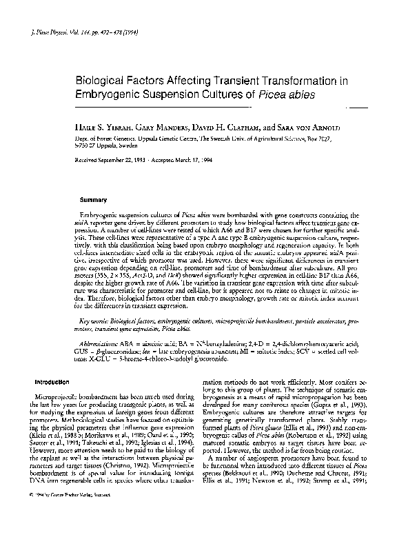 (PDF) Biological Factors Affecting Transient Transformation in ...