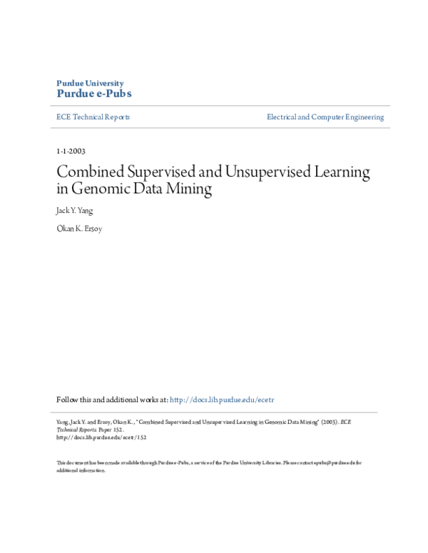 (PDF) Combined Supervised and Unsupervised Learning in Genomic Data Mining
