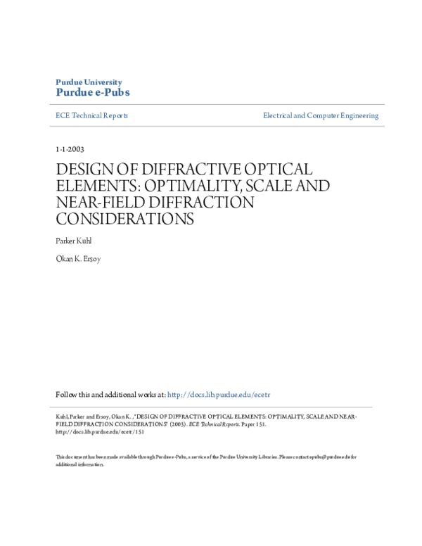 (PDF) Design of Diffractive Optical Elements: Optimality, Scale and ...