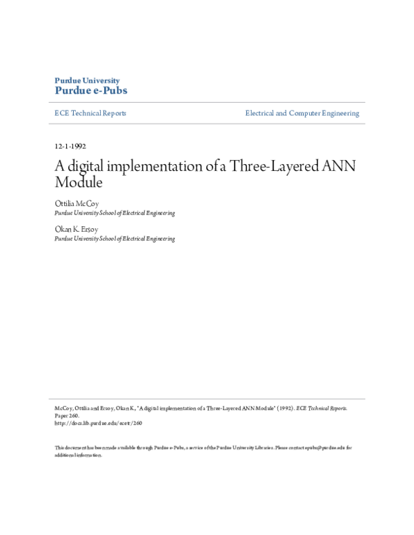 (PDF) A digital implementation of a Three-Layered ANN Module