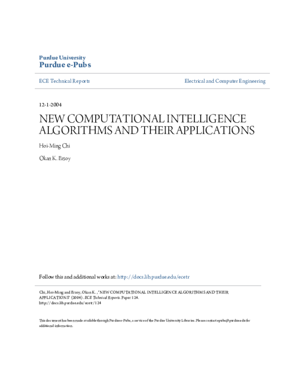(PDF) New Computational Intelligence Algorithms and Their Applications