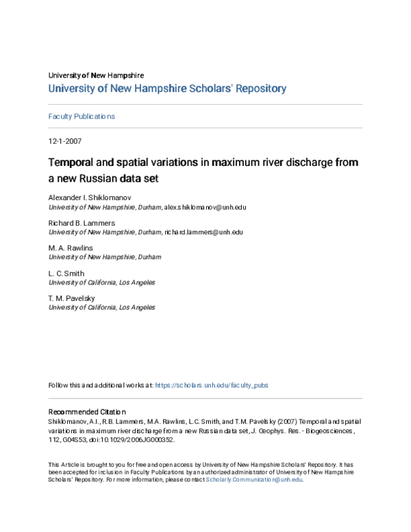 (PDF) Temporal and spatial variations in maximum river discharge from a ...