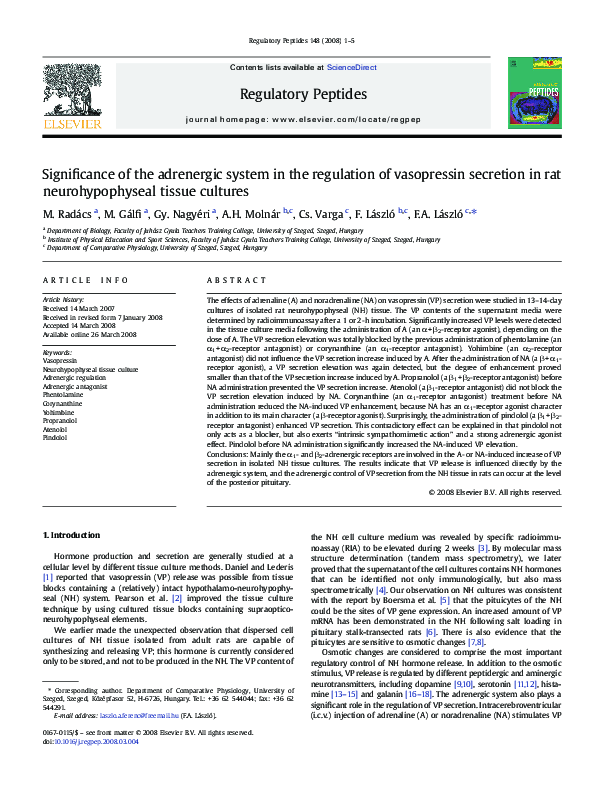 (PDF) Significance of the adrenergic system in the regulation of ...