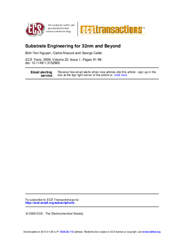 (PDF) Substrate Engineering for 32nm and Beyond