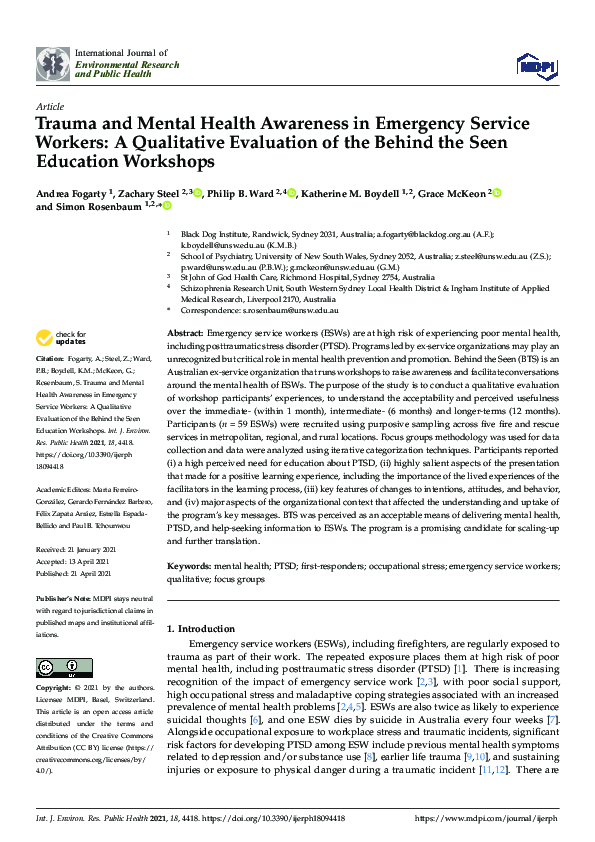 (PDF) Trauma and Mental Health Awareness in Emergency Service Workers ...