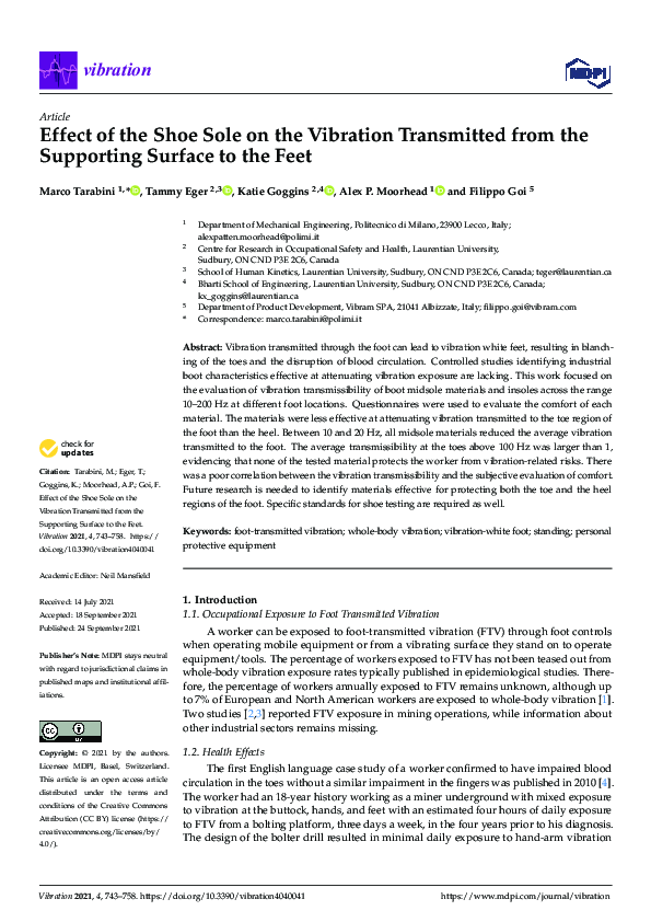 (PDF) Effect of the Shoe Sole on the Vibration Transmitted from the ...
