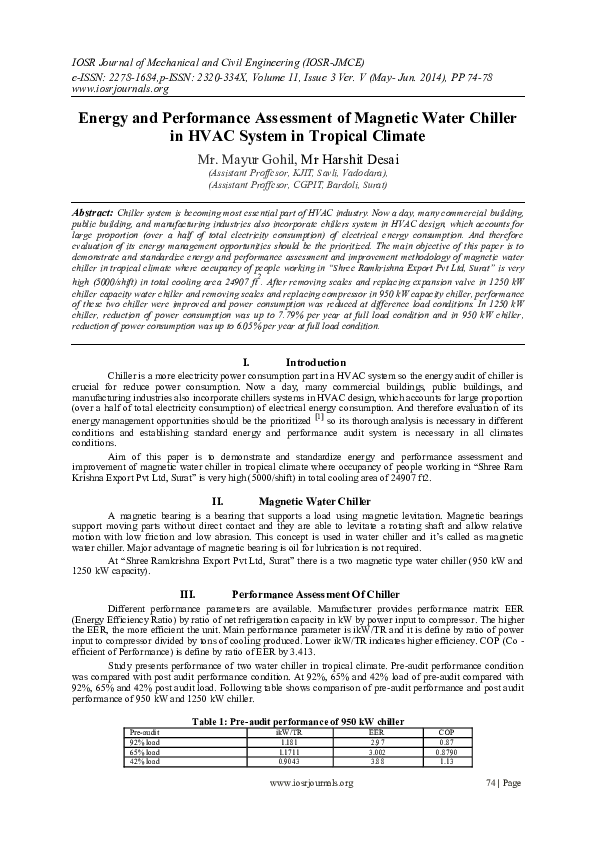 (PDF) Energy and Performance Assessment of Magnetic Water Chiller in ...