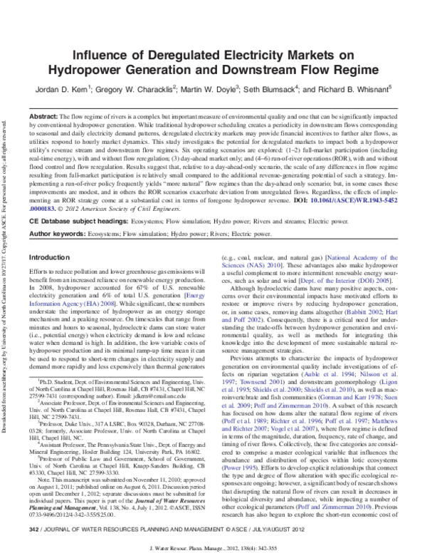 (PDF) Influence of Deregulated Electricity Markets on Hydropower ...