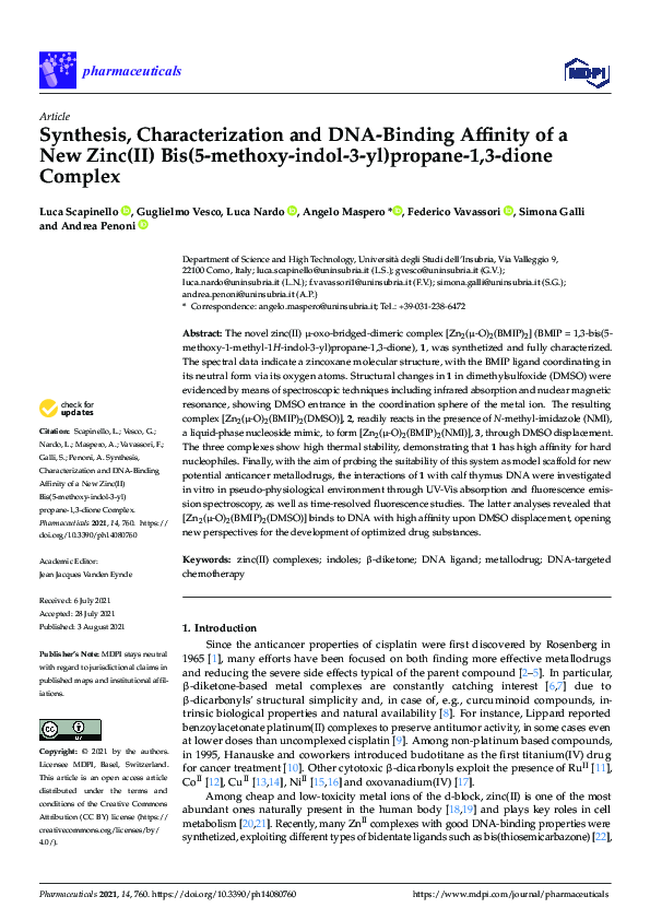 (PDF) Synthesis, Characterization and DNA-Binding Affinity of a New ...