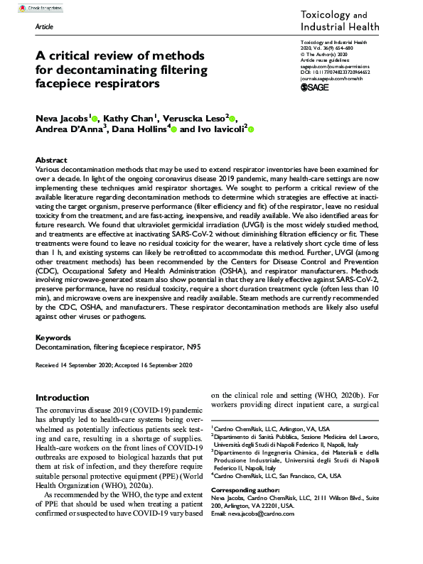 (PDF) A critical review of methods for decontaminating filtering ...