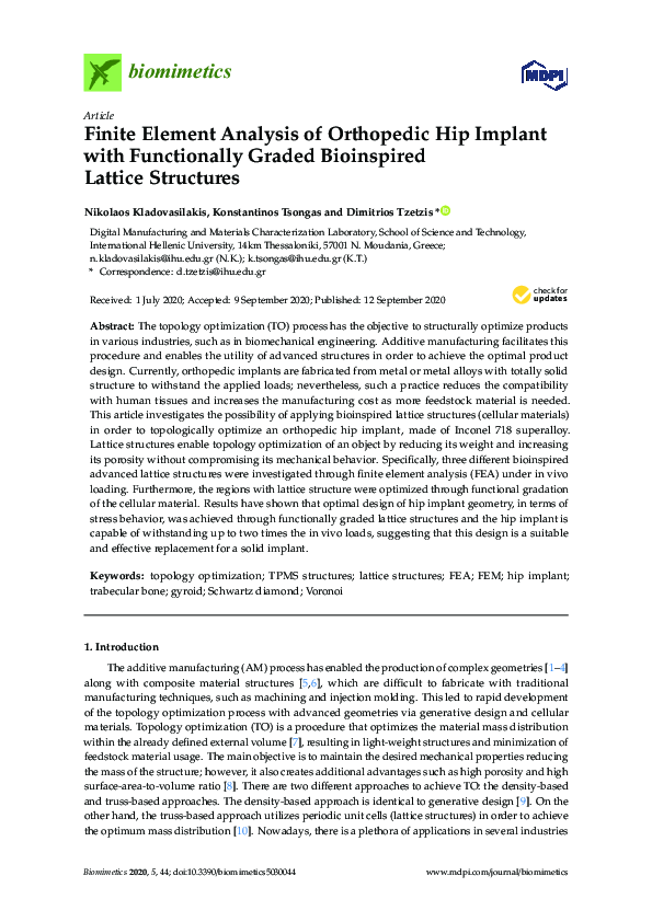 (PDF) Finite Element Analysis of Orthopedic Hip Implant with ...