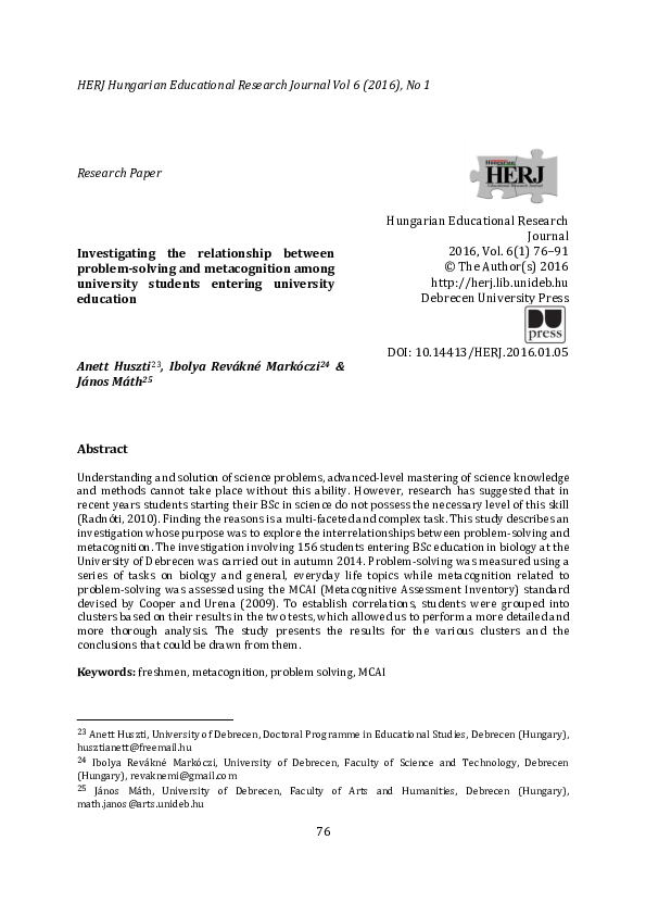 (PDF) Investigating the relationship between problem-solving and ...