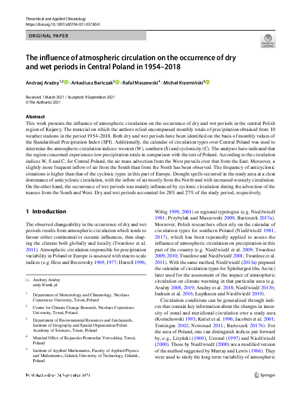 (PDF) The influence of atmospheric circulation on the occurrence of dry ...