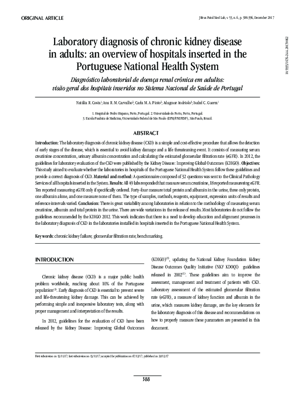 (PDF) Laboratory diagnosis of chronic kidney disease in adults: an ...