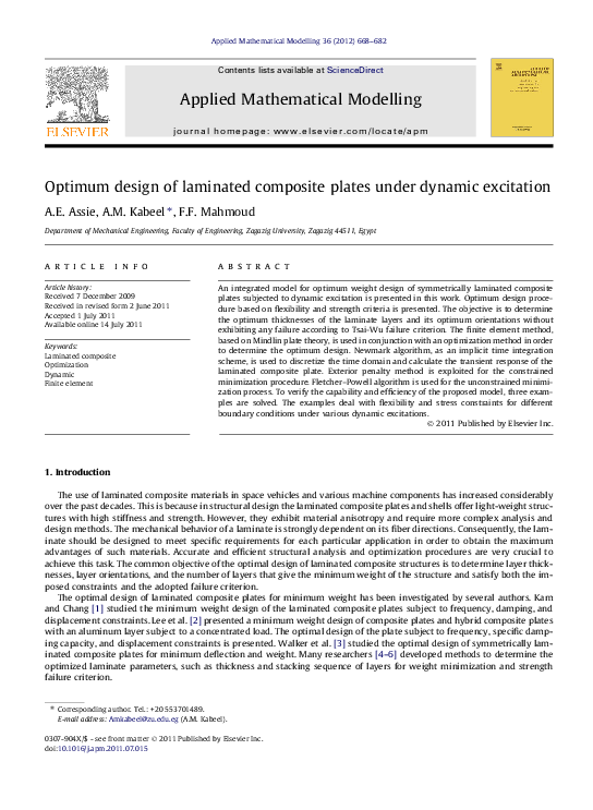 (PDF) Optimum design of laminated composite plates using lamination ...