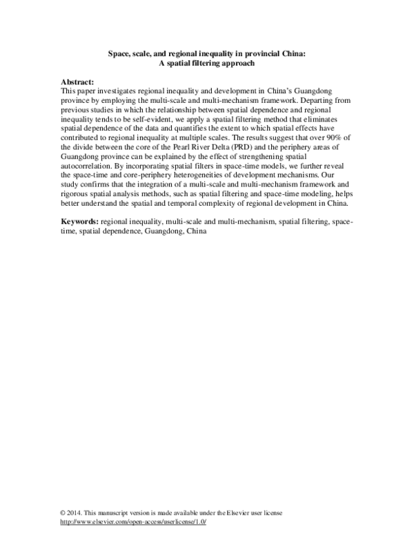 (PDF) Space, scale, and regional inequality in provincial China: A ...
