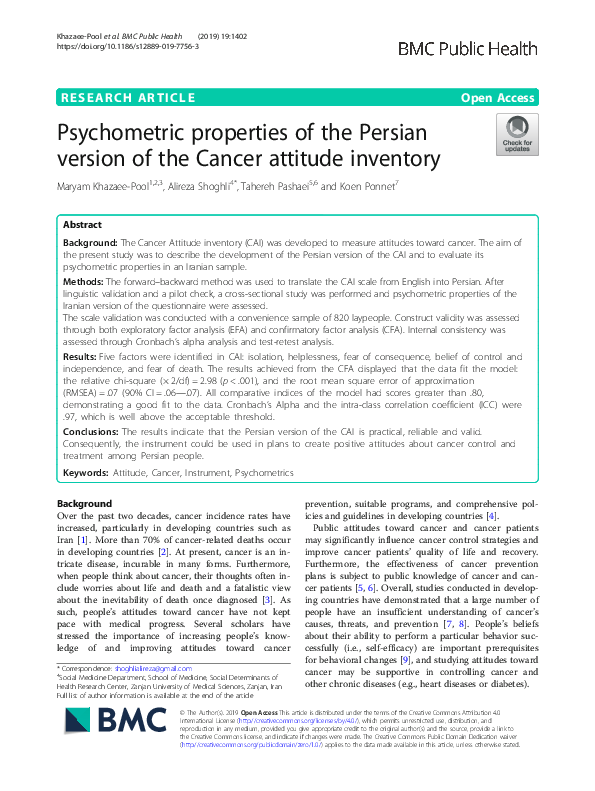 (PDF) Psychometric Properties of the Persian Version of Self-Management ...