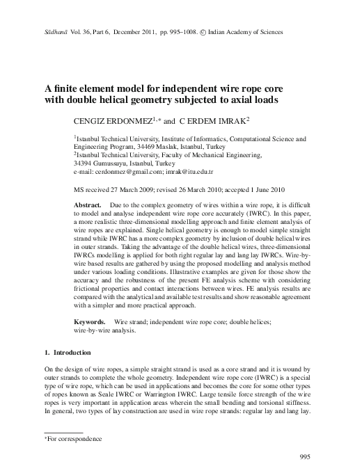 (PDF) A finite element model for independent wire rope core with double ...