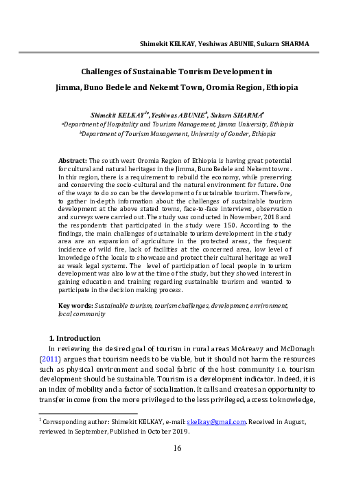 (PDF) Challenges of sustainable tourism development in the developing ...