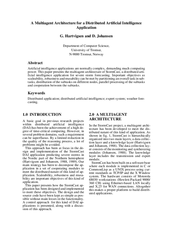 (PDF) A multiagent architecture for a distributed artificial ...