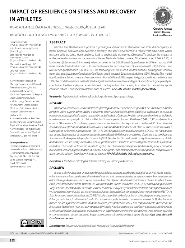 (PDF) Impact of Resilience on Stress and Recovery in Athletes
