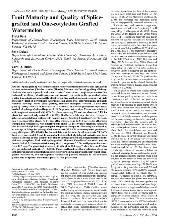 (PDF) Fruit Maturity and Quality of Splice-grafted and One-cotyledon ...