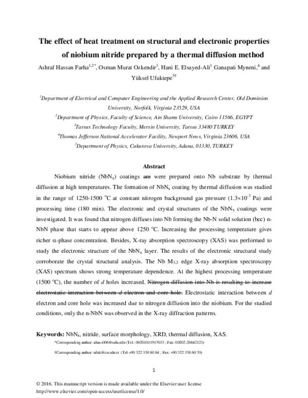 (PDF) The effect of heat treatment on structural and electronic ...