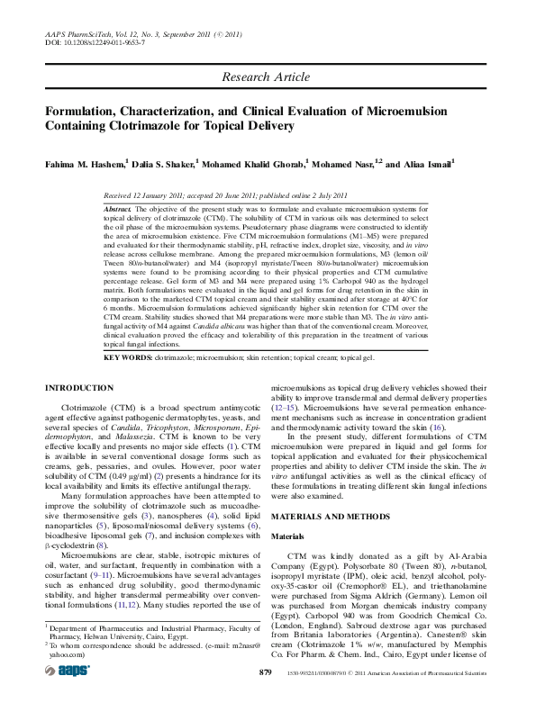 (PDF) Formulation, Characterization, and Clinical Evaluation of ...