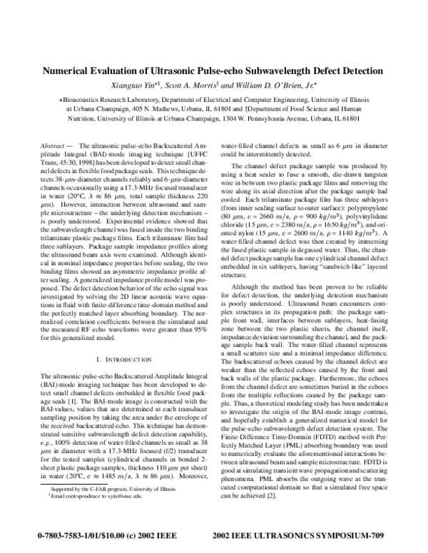 (PDF) Numerical evaluation of ultrasonic pulse-echo subwavelength ...