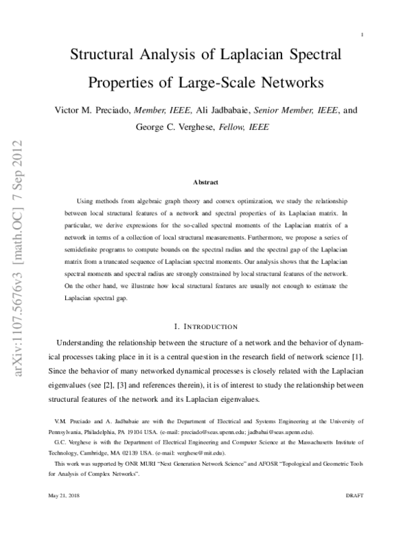 (PDF) Structural Analysis of Laplacian Spectral Properties in Complex ...
