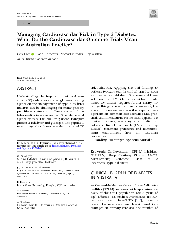 (PDF) Managing Cardiovascular Risk in Type 2 Diabetes: What Do the ...