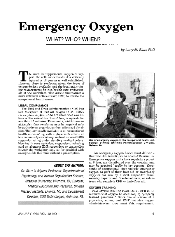 (PDF) Emergency Oxygen Larry M Starr Academia.edu