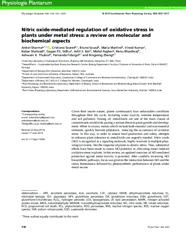 (PDF) Nitric oxide-mediated regulation of oxidative stress in plants ...