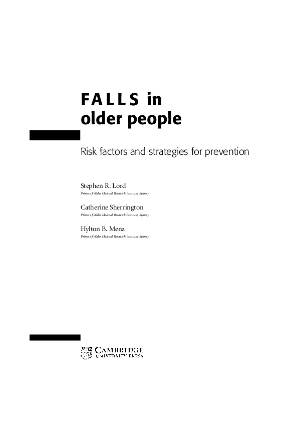 (PDF) Falls in older people: epidemiology, risk factors and strategies ...