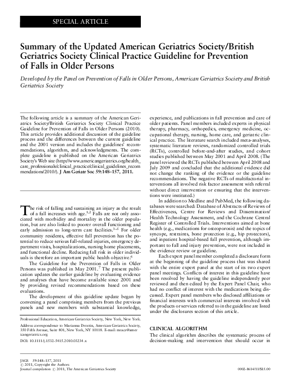 (PDF) Summary of the Updated American Geriatrics Society/British