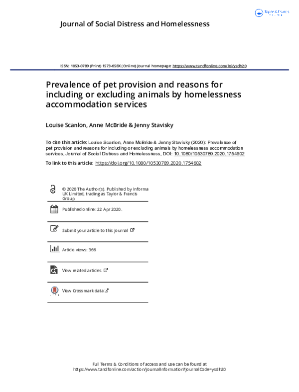 (PDF) Prevalence of pet provision and reasons for including or ...