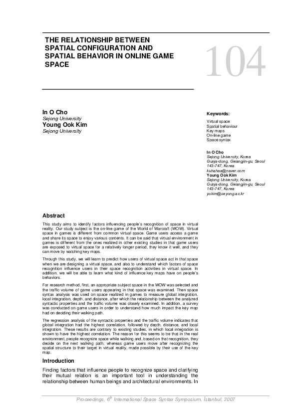 (PDF) The Relationship Between Spatial Configuration and Spatial ...