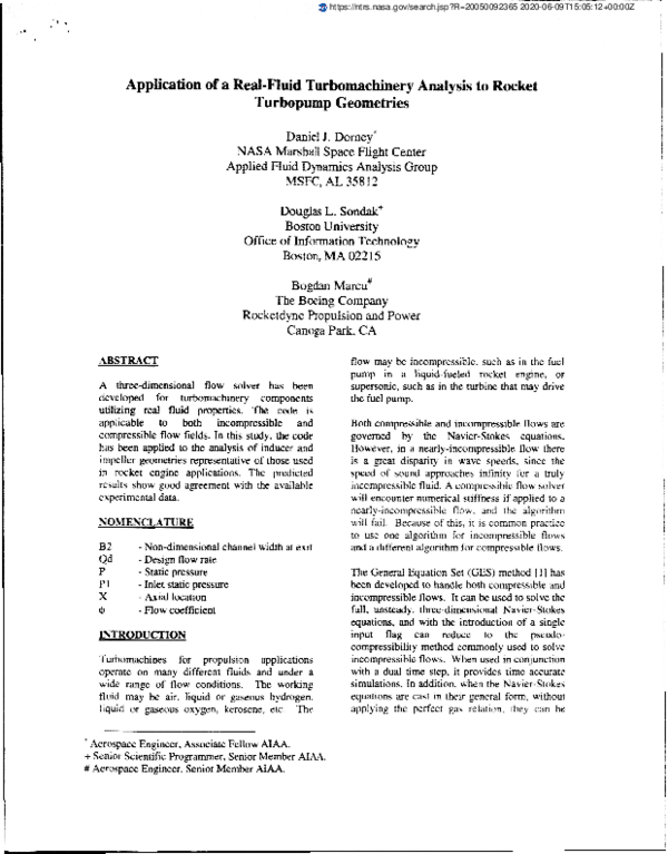 (PDF) Application of a Real-Fluid Turbomachinery Analysis to Rocket ...