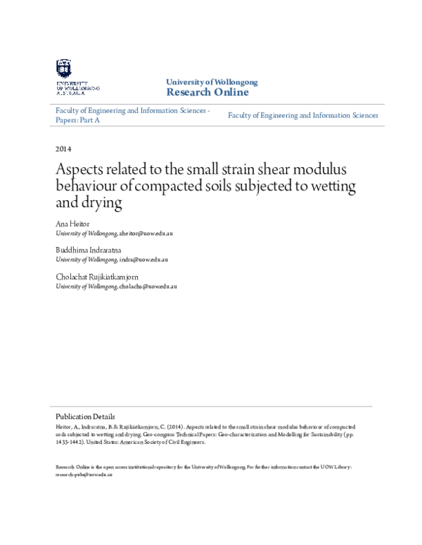 (PDF) Aspects Related to the Small Strain Shear Modulus Behavior of ...