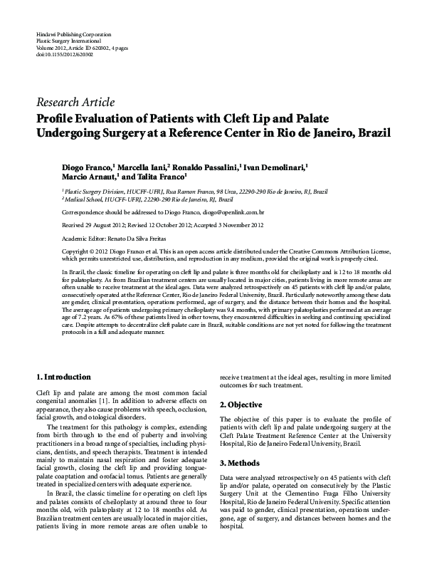 (PDF) Profile evaluation of patients with cleft lip and palate ...