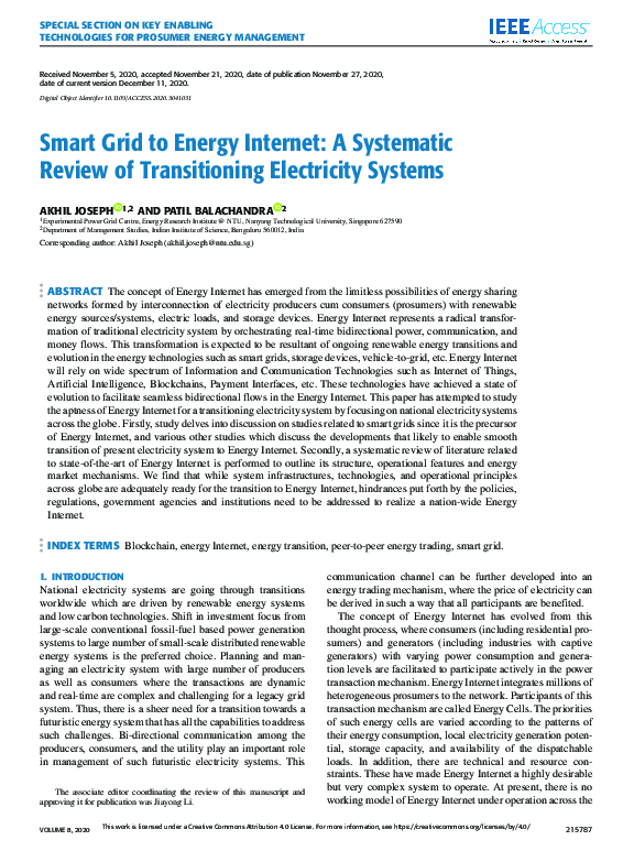 (PDF) Smart Grid to Energy Internet: A Systematic Review of ...