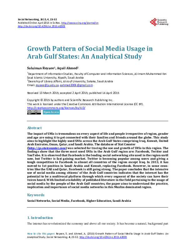 (PDF) Growth Pattern of Social Media Usage in Arab Gulf States: An ...